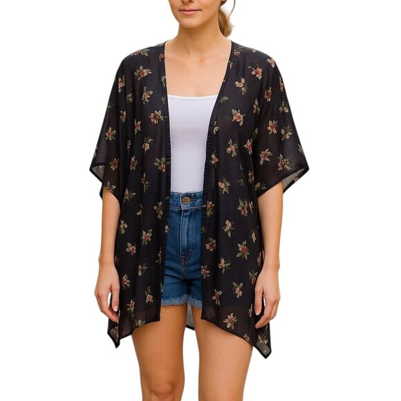 Live 4 Truth Other - Live 4 Truth Women's Size Medium Sheer Plum Purple Cardigan Swim Cover Floral